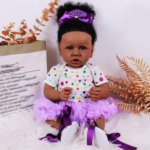 Reborn Baby Dolls Black Girl  Realistic Silicone Toddler Real Life  22 Inch